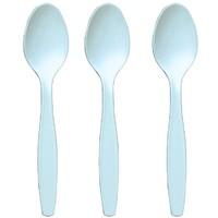 light blue plastic party spoons