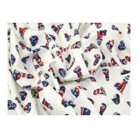 Lighthouse & Boats Nautical Print Cotton Poplin Fabric Ivory