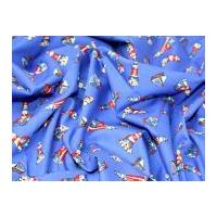 lighthouse boats nautical print cotton poplin fabric royal blue