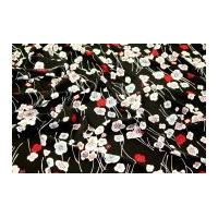 linear floral print soft dress fabric dark brown red