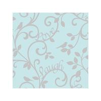 live love laugh scroll wallpaper teal and silver fd40288