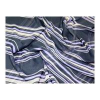 Lines Print Chiffon Dress Fabric Navy Blue & Lilac