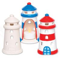 lighthouse ceramic tealight holders pack of 4