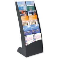 Literature Display Holder (Black) Curved 8 Compartments