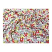 lines of shoes print georgette dress fabric multicoloured