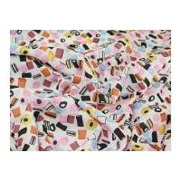 Liquorice Allsorts Print Polycotton Dress Fabric White