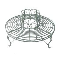 light green circular garden bench tree seat