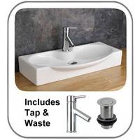 Livorno Counter Top 68.7cm Wash Basin with Top Mounted Mixer Tap and Plug Set