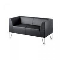 Linear 2 seater Black Faux leather faced