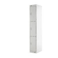 light grey door 300mm deep three compartment locker mc00014