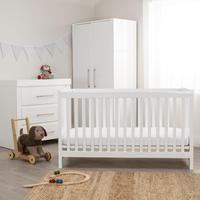 Little Acorns Snow High Gloss Roomset Cot bed with Dresser and Wardrobe