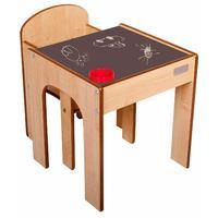 Little Helper FunStation Toddler Table and Chair Set in Natural with Blackboard Desk Top