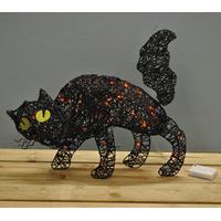 Linen Halloween Cat Decoration with Lights by Premier