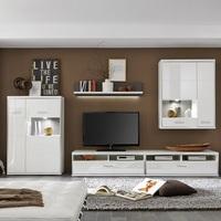 Libya Living Room Set 5 In White High Gloss With LED Lighting