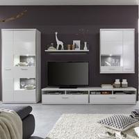 Libya Living Room Set 4 In White High Gloss With LED Lighting