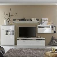 Libya Living Room Set 1 In White High Gloss With LED Lighting