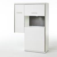 Libya Right Corner Glass Highboard In White Gloss And LED Lights