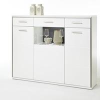 Libya Glass Highboard In White Gloss With 3 Doors And LED Lights
