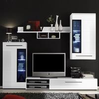 Liona Living Room Set 2 In White High Gloss Fronts With LED
