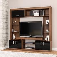 Lincoln Entertainment Unit In Walnut And Black With Storage