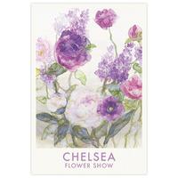 lilac poppies peonies chelsea tea towel