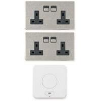 Lightwaverf Spark Power Starter Pack (stainless Steel - Link Plus 2 Smart Double Power Sockets)