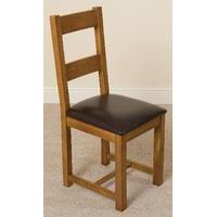 Lincoln Rustic Oak & Brown Leather Braced Dining Chair