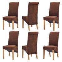 Light Oak Set of 6 Bison Rollback Dining Chairs