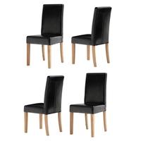 light oak black leather dining chairs set of 4