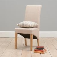 Light Oak Cream Linen Rollback Dining Chair