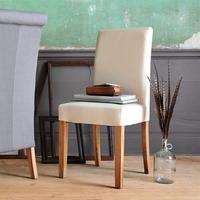 Light Oak Cream Linen Dining Chair