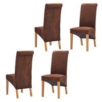 Light Oak Set of 4 Bison Rollback Dining Chairs