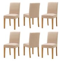 Light Oak Set of 6 Cream Linen Dining Chairs