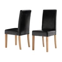 Light Oak Black Leather Dining Chair