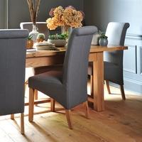 Light Oak Grey Linen Rollback Dining Chair