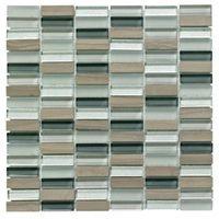 linear grey glass stone mosaic tile l300mm w300mm