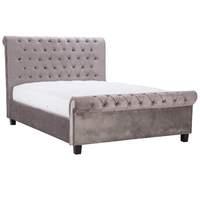 Limelight Orbit Silver Velvet Upholstered Bed Frame Double