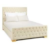 Lillian Superking Fabric Bed Pearl Natural Feet