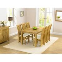 Lille 150cm Dining Table and Chairs with Interchangeable Cream and Brown Seats