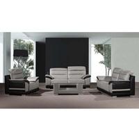 Liam Sofa Suite With Coffee Table In Grey Black Faux Leather