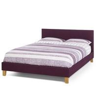 Livenza Contemporary Fabric Bed In Plum With Wooden Legs