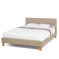 Livenza Contemporary Fabric Bed In Wholemeal With Wooden Legs