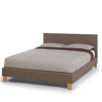 Livenza Contemporary Fabric Bed In Chocolate With Wooden Legs