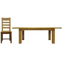 Lima Oak Dining Set - 1.8m Butterfly Extending with 6 Ladder Back Wooden Seat Chairs