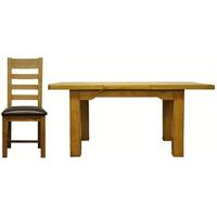 Lima Oak Dining Set - 1.3m Butterfly Extending with 4 Ladder Back Faux Leather Seat Chairs