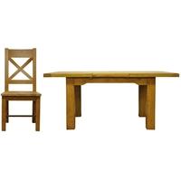 Lima Oak Dining Set - 1.3m Butterfly Extending with 4 Cross Back Wooden Seat Chairs