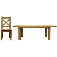 Lima Oak Dining Set - 1.8m Butterfly Extending with 6 Cross Back Wooden Seat Chairs