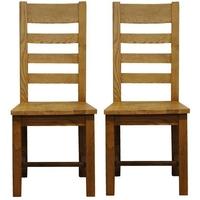 Lima Oak Chair - Ladder Back Wooden Seat (Pair)