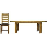 Lima Oak Dining Set - 1.8m Butterfly Extending with 6 Ladder Back Faux Leather Seat Chairs