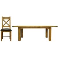 lima oak dining set 18m butterfly extending with 6 cross back faux lea ...